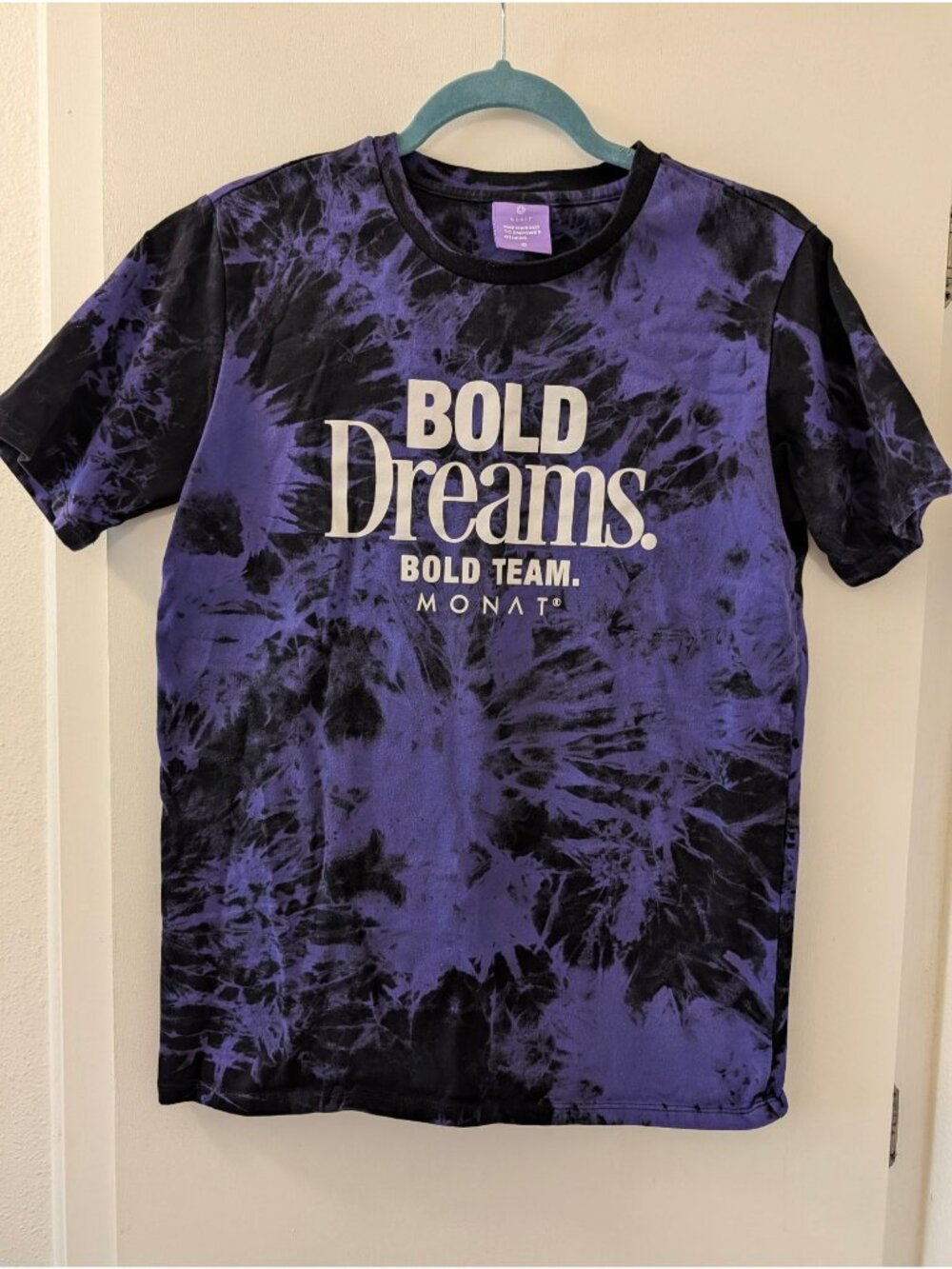 Monat Bold Dreams Purple & Black Tie-Dye T-Shirt Cotton M Short Sleeve